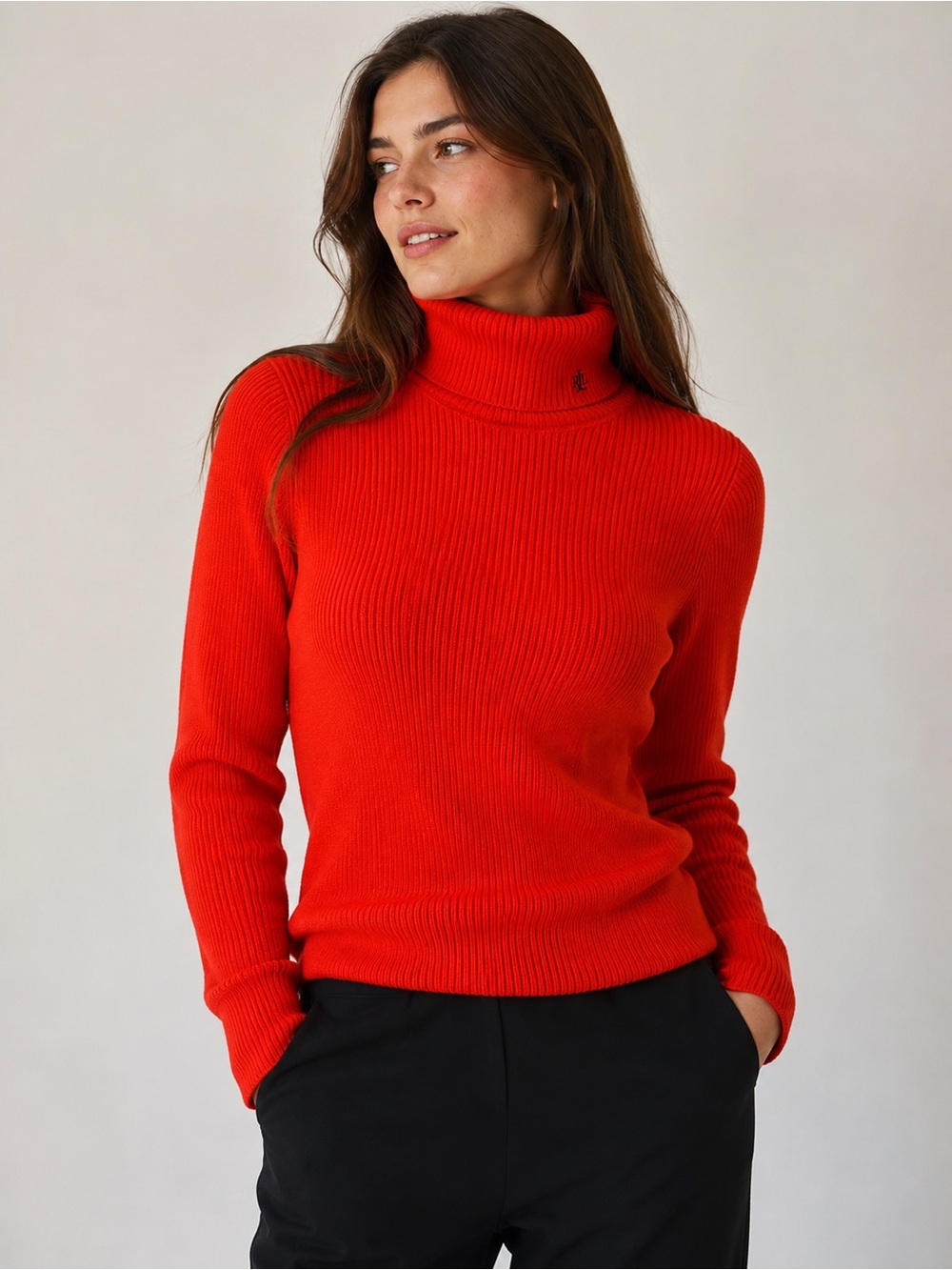 Lauren Ralph Lauren Ribbed Turtleneck Sweater Red Size M